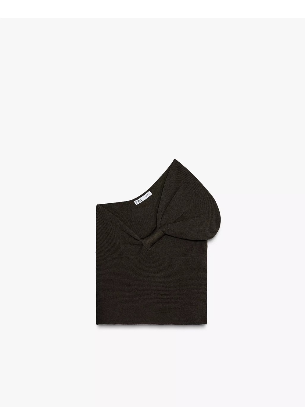 Zara Black Knit Asymmetric Bow Top